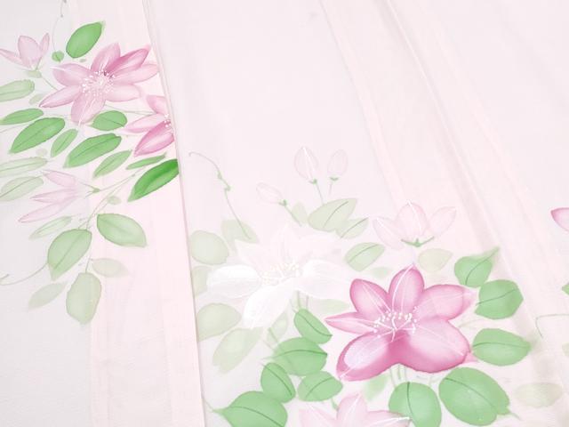 平和屋着物＊夏物　訪問着　絽　手描き　草花文　正絹　逸品　CABJ0962th