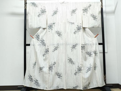平和屋着物＊夏物　小紋　絽　笹竹文　正絹　逸品　CABJ0966th