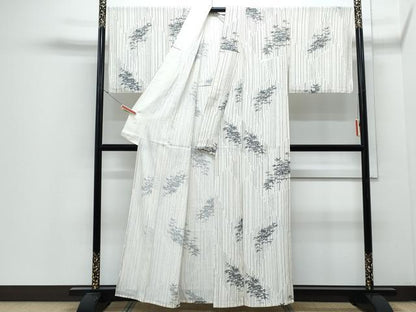 平和屋着物＊夏物　小紋　絽　笹竹文　正絹　逸品　CABJ0966th