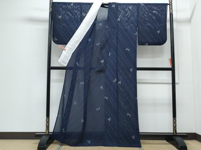平和屋着物＊夏物　小紋　絽　舞蝶文　正絹　逸品　CABJ0967th
