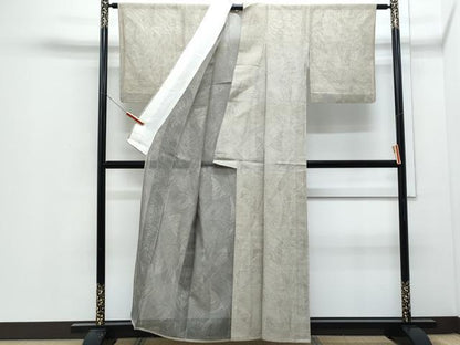 平和屋着物＊夏物　紗紬　吉祥舞葉文　正絹　逸品　CABJ0968th