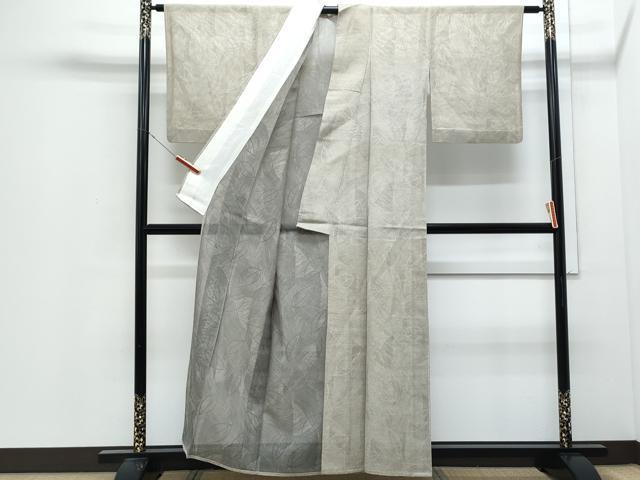 平和屋着物＊夏物　紗紬　吉祥舞葉文　正絹　逸品　CABJ0968th