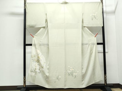 平和屋着物＊夏物　訪問着　絽縮緬　雪輪花文　銀彩　正絹　逸品　CABJ0971th
