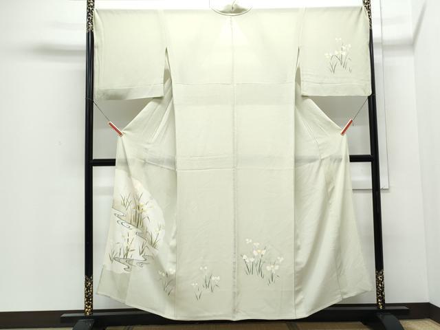 平和屋着物＊夏物　訪問着　絽縮緬　雪輪花文　銀彩　正絹　逸品　CABJ0971th