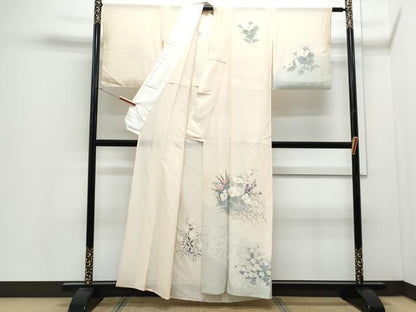 平和屋着物＊夏物　訪問着　絽　手描き　草花文　暈し染め　正絹　逸品　CABJ0978th