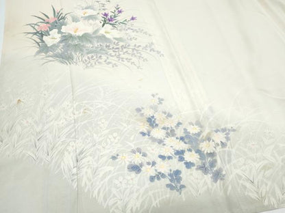 平和屋着物＊夏物　訪問着　絽　手描き　草花文　暈し染め　正絹　逸品　CABJ0978th