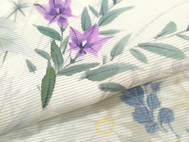 平和屋着物＊夏物　訪問着　絽　手描き　草花文　暈し染め　正絹　逸品　CABJ0978th
