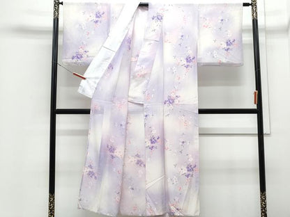 平和屋着物＊夏物　小紋　絽　草花文　暈し染め　正絹　逸品　CABJ0979th