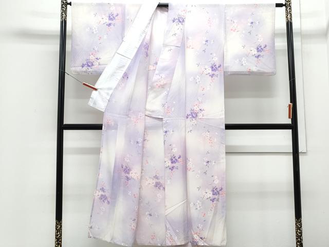 平和屋着物＊夏物　小紋　絽　草花文　暈し染め　正絹　逸品　CABJ0979th