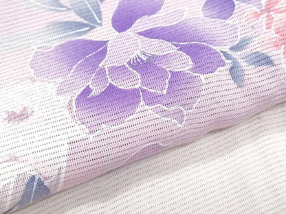 平和屋着物＊夏物　小紋　絽　草花文　暈し染め　正絹　逸品　CABJ0979th
