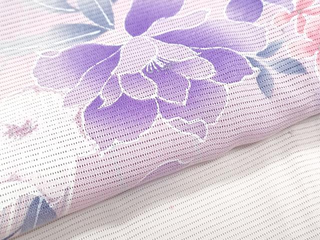 平和屋着物＊夏物　小紋　絽　草花文　暈し染め　正絹　逸品　CABJ0979th