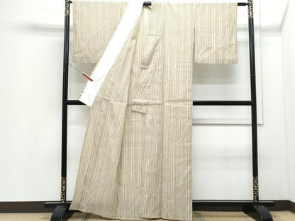 平和屋着物＊夏物　小紋　縮織　縞　CABJ0980th