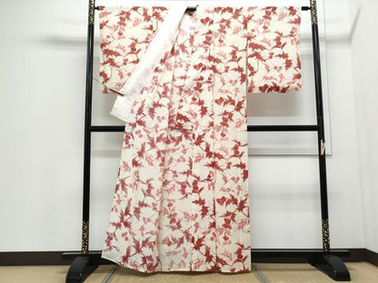 平和屋着物＊夏物　小紋　絽　草花文　正絹　逸品　CABJ0981th