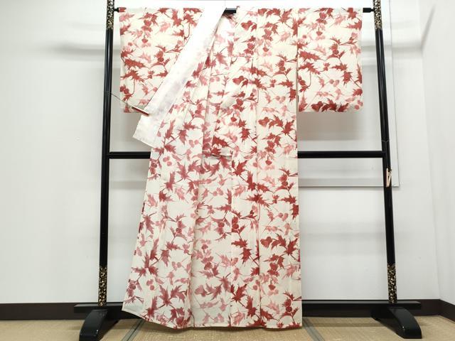 平和屋着物＊夏物　小紋　絽　草花文　正絹　逸品　CABJ0981th