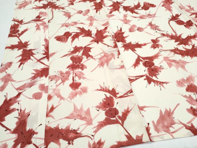 平和屋着物＊夏物　小紋　絽　草花文　正絹　逸品　CABJ0981th