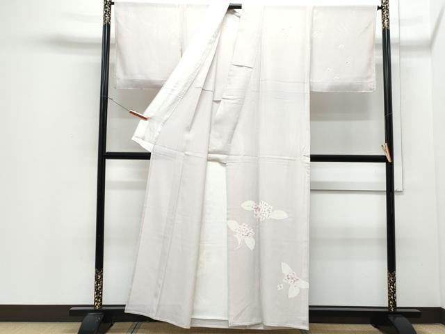 平和屋着物＊夏物　訪問着　縦絽　紫陽花　正絹　逸品　CABJ0989th