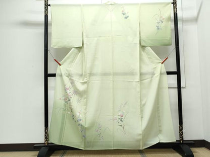 平和屋着物＊夏物　訪問着　絽　友禅　草花文　暈し染め　正絹　逸品　CABJ0990th