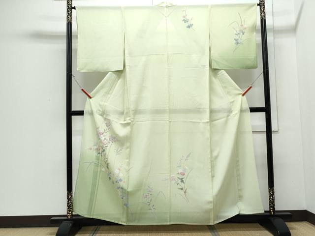 平和屋着物＊夏物　訪問着　絽　友禅　草花文　暈し染め　正絹　逸品　CABJ0990th