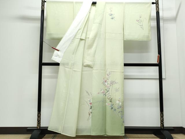 平和屋着物＊夏物　訪問着　絽　友禅　草花文　暈し染め　正絹　逸品　CABJ0990th