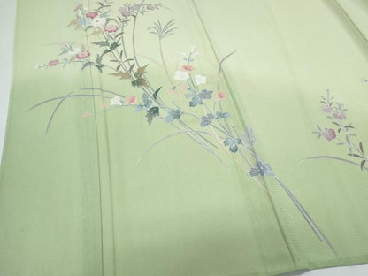 平和屋着物＊夏物　訪問着　絽　友禅　草花文　暈し染め　正絹　逸品　CABJ0990th