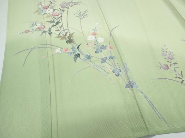 平和屋着物＊夏物　訪問着　絽　友禅　草花文　暈し染め　正絹　逸品　CABJ0990th