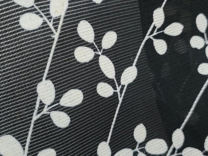 平和屋着物＊夏物　小紋　絽　枝葉文　黒地　正絹　逸品　CABJ0995th