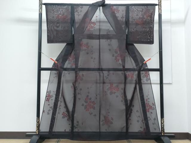 平和屋着物＊夏物　小紋　紗　草花紋　正絹　逸品　未使用　CABJ0996th