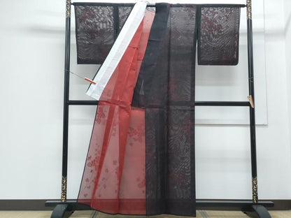 平和屋着物＊夏物　小紋　紗　草花紋　正絹　逸品　未使用　CABJ0996th
