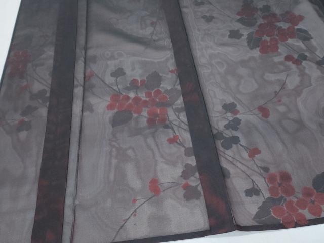 平和屋着物＊夏物　小紋　紗　草花紋　正絹　逸品　未使用　CABJ0996th