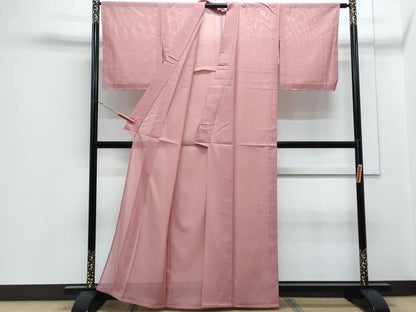 平和屋着物＊夏物　色無地　絽　紅梅色　洗える着物　CABJ0997th