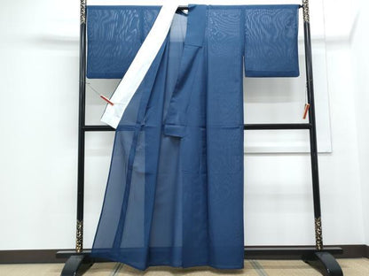 平和屋着物＊夏物　色無地　絽　紺色　洗える着物　CABJ1000th