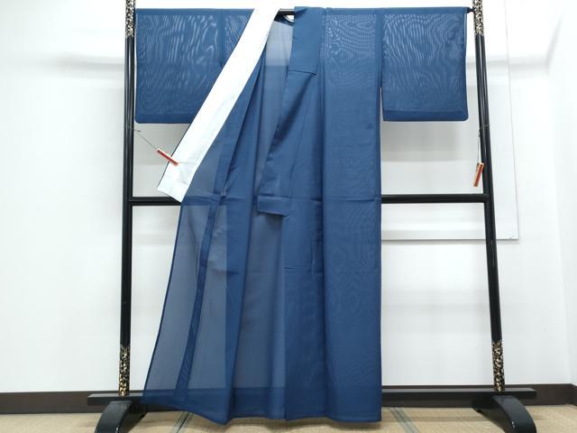 平和屋着物＊夏物　色無地　絽　紺色　洗える着物　CABJ1000th
