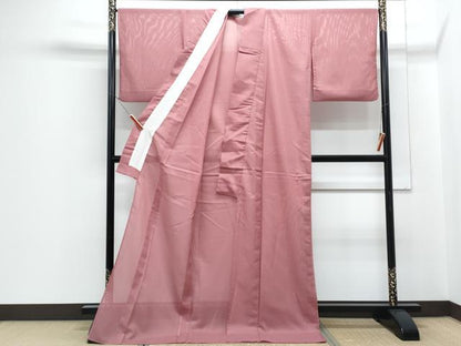 平和屋着物＊夏物　色無地　絽　退紅色　洗える着物　CABJ1001th