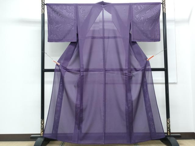 平和屋着物＊夏物　色無地　絽　葡萄色　洗える着物　CABJ1003th