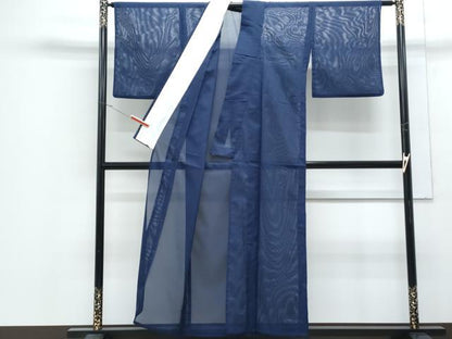 平和屋着物＊夏物　色無地　絽　紺青色　洗える着物　CABJ1005th