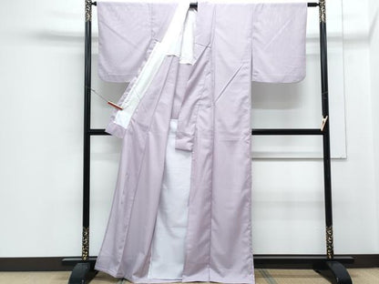 平和屋着物＊夏物　色無地　絽　淡藤色　洗える着物　CABJ1006th