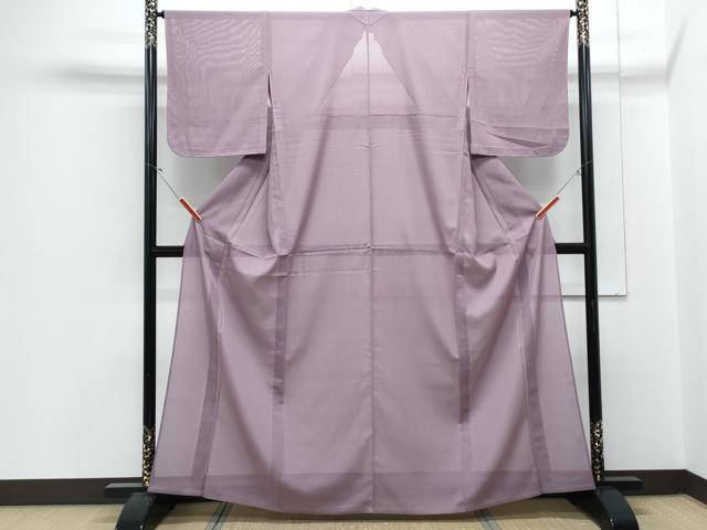 平和屋着物＊夏物　色無地　変わり絽　浅紫色　洗える着物　CABJ1009th