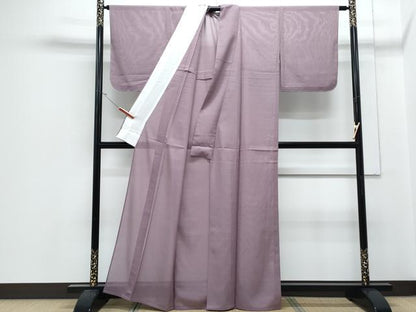 平和屋着物＊夏物　色無地　変わり絽　浅紫色　洗える着物　CABJ1009th