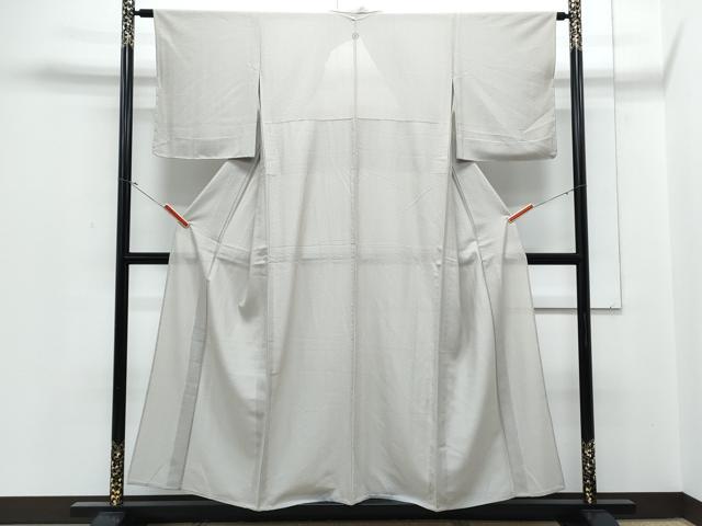 平和屋着物＊夏物　色無地　紗綾形紋紗　絹鼠色　正絹　逸品　CABJ1010th
