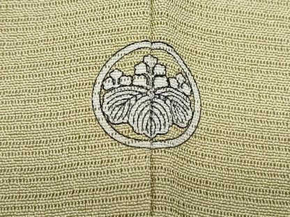 平和屋着物＊夏物　色無地　絽縮緬　枯草色　正絹　逸品　CABJ1013th