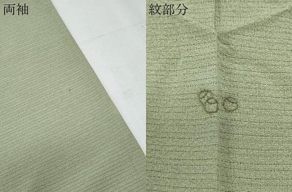 平和屋着物＊夏物　色無地　絽縮緬　山葵色　正絹　逸品　CABJ1017th