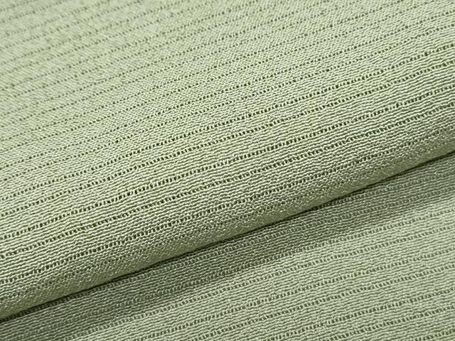 平和屋着物＊夏物　色無地　絽縮緬　山葵色　正絹　逸品　CABJ1017th