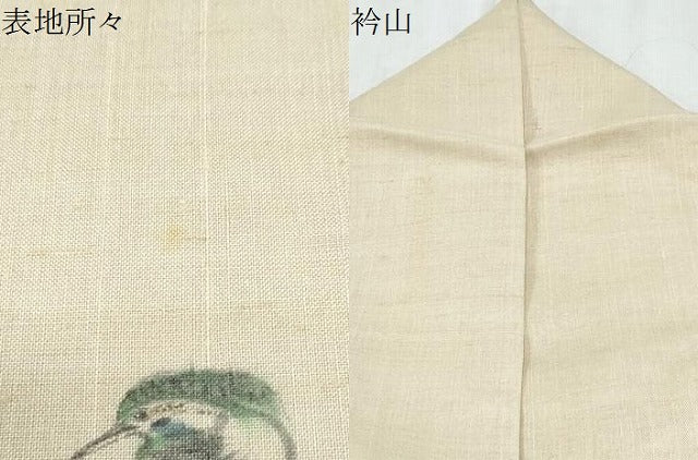 平和屋着物＊夏物　訪問着　生紬　紗　手描き　枝垂れ柳動物文　正絹　逸品　CABJ1029th