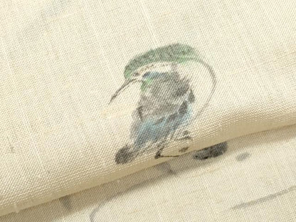 平和屋着物＊夏物　訪問着　生紬　紗　手描き　枝垂れ柳動物文　正絹　逸品　CABJ1029th