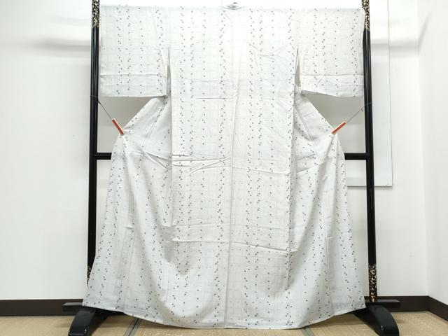 平和屋着物＊夏物　小紋　絽　市松舞花文　正絹　逸品　CABJ1030th