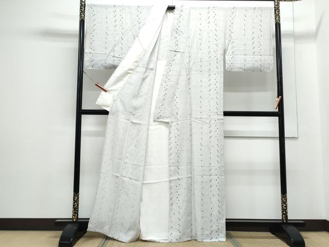 平和屋着物＊夏物　小紋　絽　市松舞花文　正絹　逸品　CABJ1030th