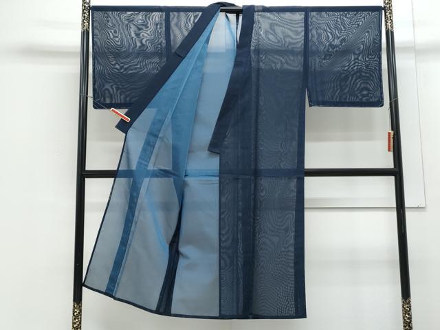 平和屋着物＊夏物　男性　色無地　紗　濃藍色　正絹　逸品　未使用　CABJ1034th