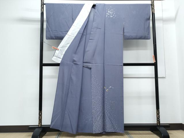 平和屋着物＊夏物　訪問着　絽　刺繍　草花文　金銀彩　正絹　逸品　CABJ1041th