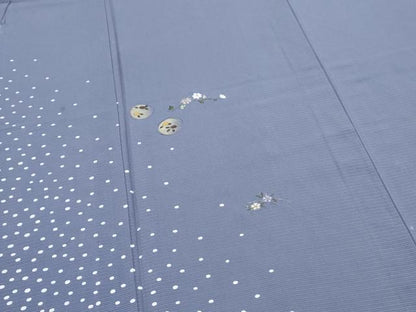 平和屋着物＊夏物　訪問着　絽　刺繍　草花文　金銀彩　正絹　逸品　CABJ1041th