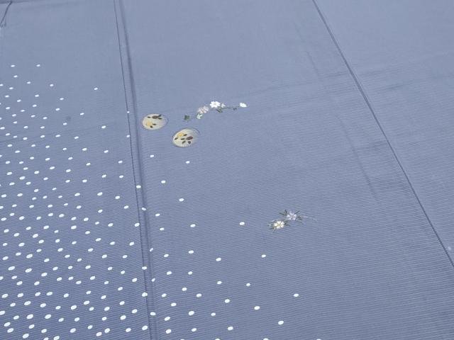 平和屋着物＊夏物　訪問着　絽　刺繍　草花文　金銀彩　正絹　逸品　CABJ1041th
